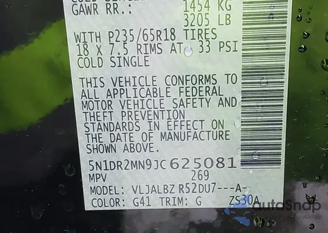 2018 Nissan Pathfinder S z USA, uszkodzony, nr VIN 5N1DR2MN9JC625081